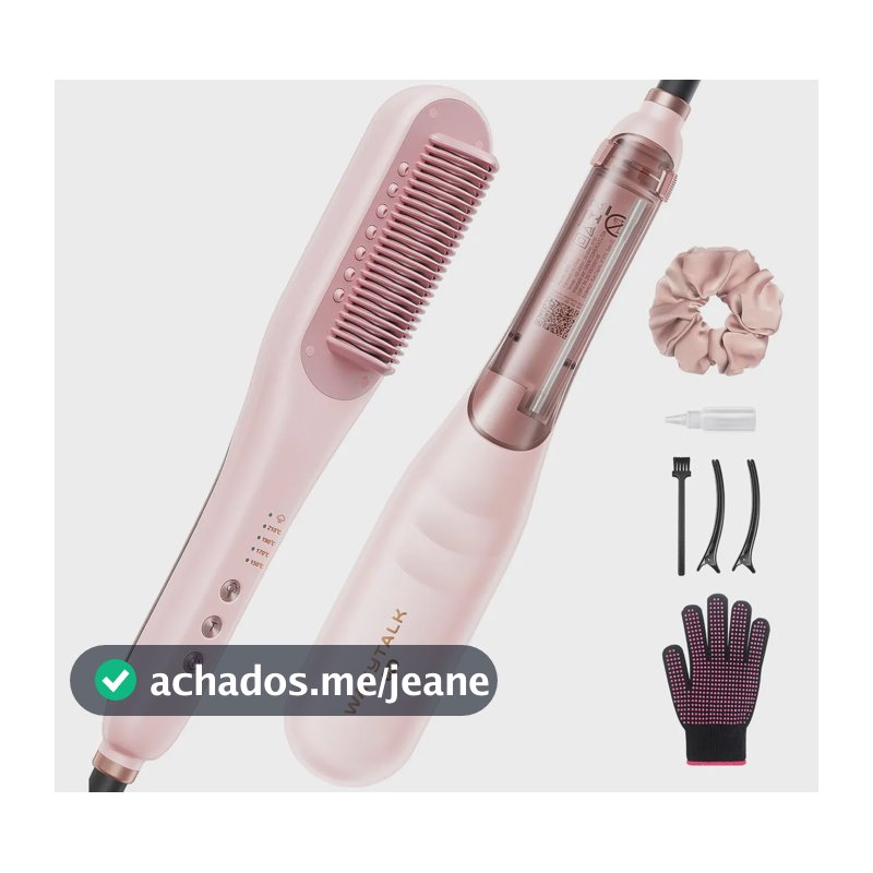 Escova Alisadora a Vapor Wavytalk Steamline Pro 3 em 1 Anti-Frizz Nutrição e Menos Danos para Cabelo Crespo Resultado de Salão Rápido