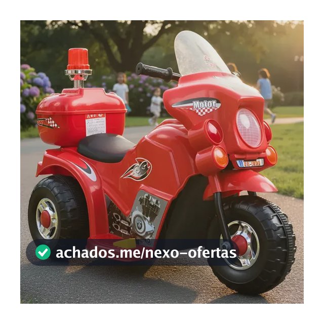 Moto Elétrica Brinq Kids Giroflex Infantil 6V Vermelha Com Baú e Pedal