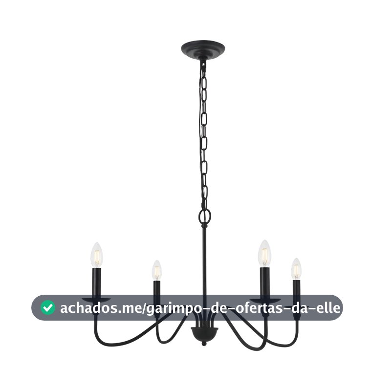 Luminária De Teto Lustre Pendente 4 Braços Modern E14 Preto