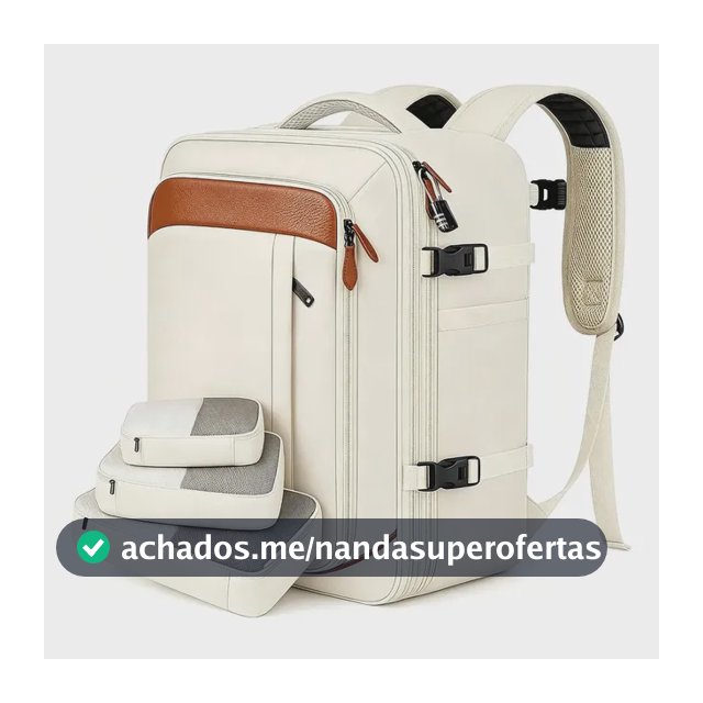 Mochila Viagem Feminina Expansível Impermeável Antifurto Com Porta Usb, Notebook 17,3 Polegadas Com 3 Bolsos, Mochila De Mão Aprovada Para Avião 10kg, Vancropak 6649 Branco