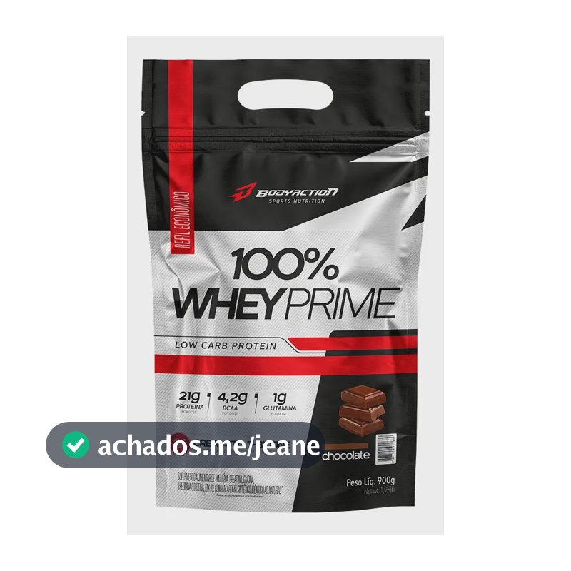 100% Whey Prime 900g Protein Low Carb - Body Action Sabor Chocolate