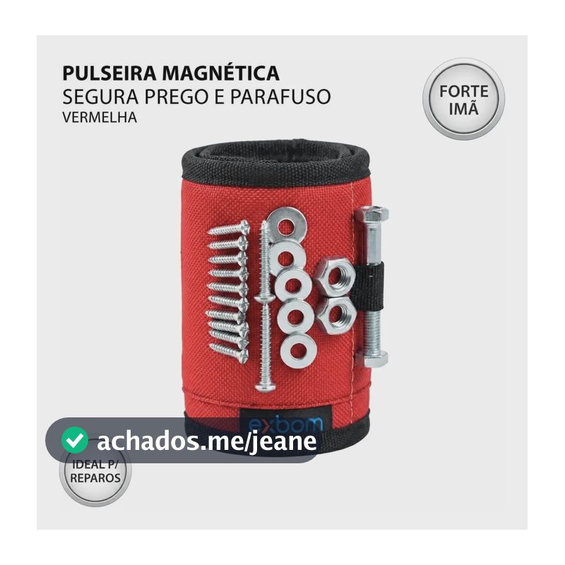 Pulseira Magnética Porta Ferramentas E Acessórios Vermelha