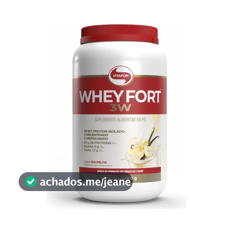 Suplemento Alimentar Whey Fort 3w 900g Vitafor Baunilha