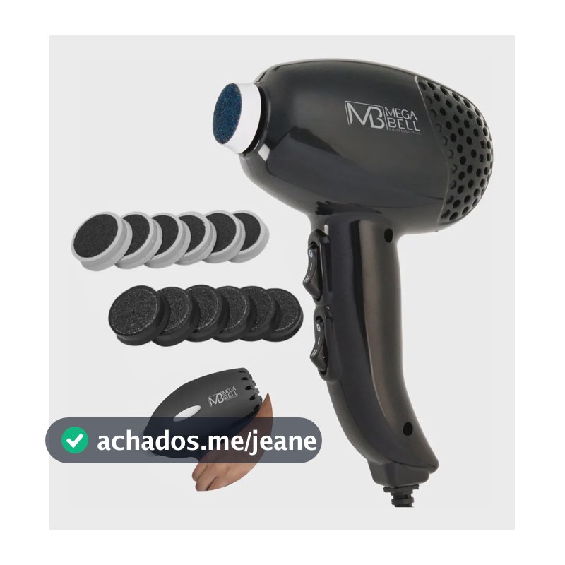 Pedicuro Lixa Elétrica Esfoliador Pés Profissional +12 Lixas 220 V - Preto + 12 Lixas