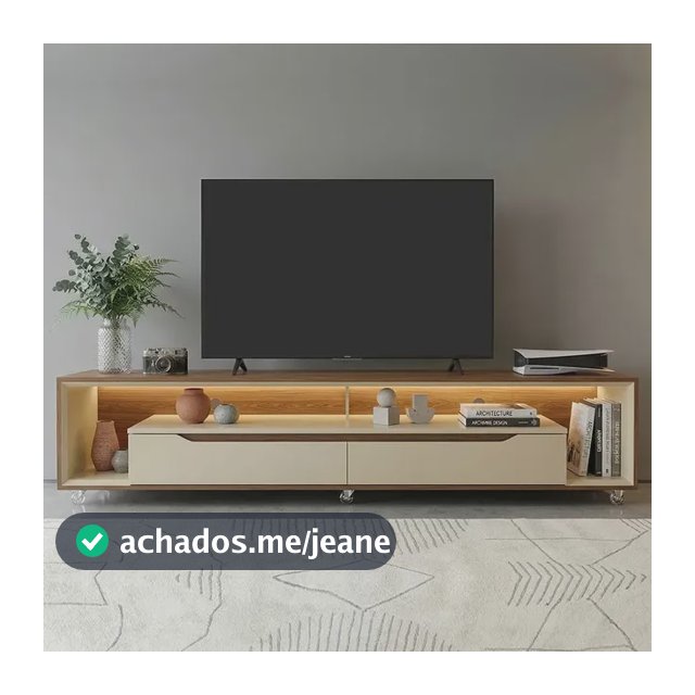 Rack Sala Led E Rodízios P/tv 70 220cm Loop - Olivar Móveis Marrom-claro