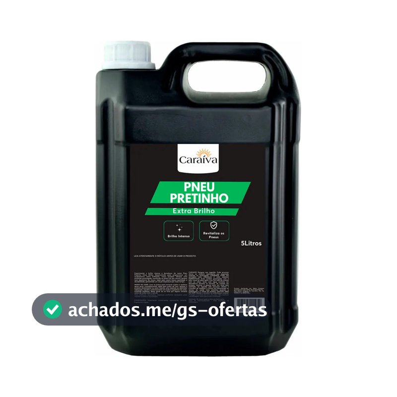 Pretinho para Pneu Extra Brilho Intenso Fácil aplicação 5 Litros Automotivo Estética Automotiva Lava Jato