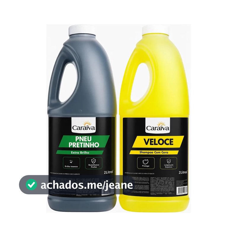 Kit Lavagem Automotiva Caraíva Shampoo Com Cera 2L + Pneu Pretinho Extra Brilho 2 Litros Biodegradável