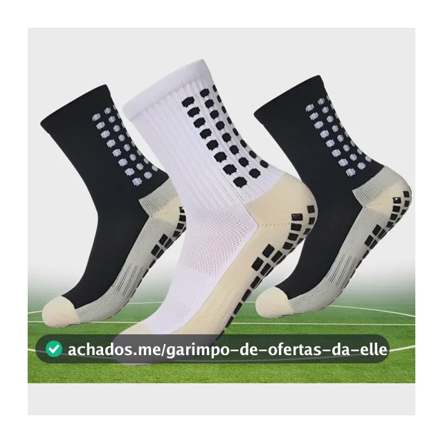 Kit 3 Pares Meia Antiderrapante Esportiva Futebol Treino Pro