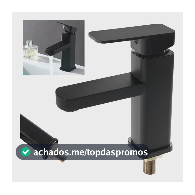 Torneira Banheiro Quadrada Preta Com Furo Único Pintada 1/2 Preto Processo De Pintura