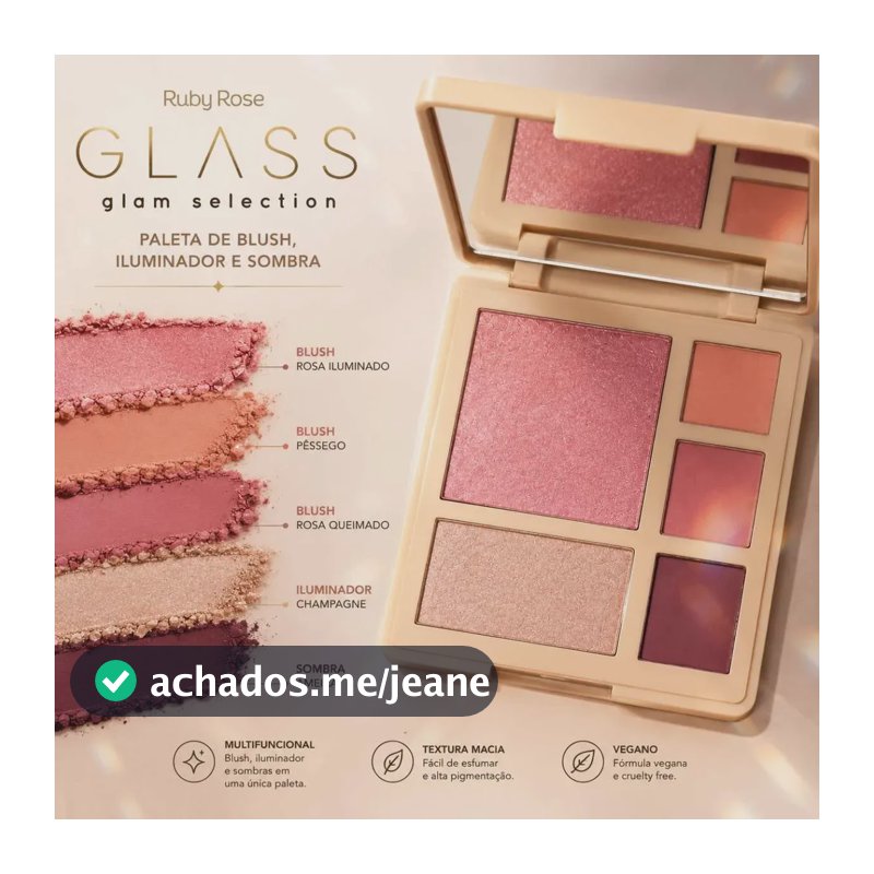 Paleta Ruby Rose Glass Glam Selection Blush Contorno/sombra Honor