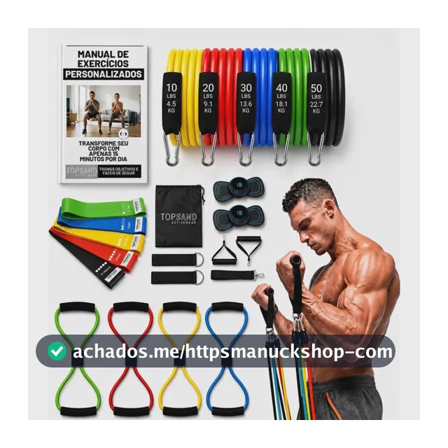 Kit 20 Itens Esportivos Para Treino Em Casa Academia Fitness Funcional Com Elásticos Extensor Puxadores Massageador Faixas Elásticas Mini Band P/ Exercícios Ginástica Fisioterapia Topsand Activewear