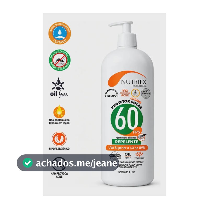 Protetor Solar Creme Nutriex Profissional Repelente FPS 60 1L Corpo