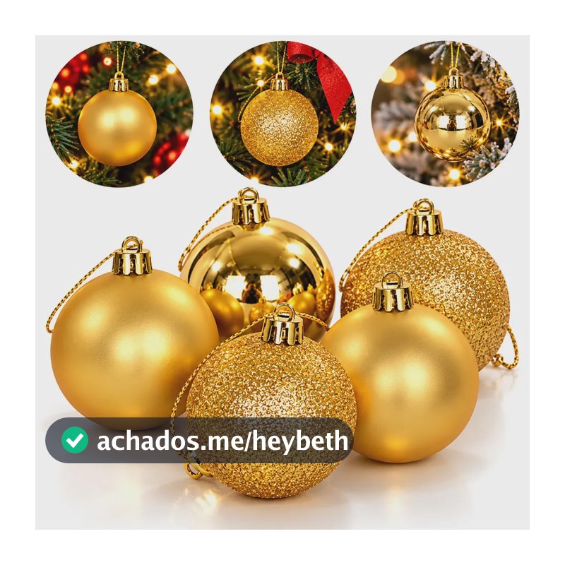 Kit 5 Bolas Natal Douradas 6cm Arvore Decorativa EcomVit
