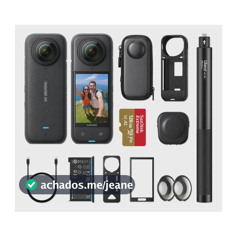 Câmera De Ação Insta360 X4 8k 8k30/5.7 72mp Nf + Acessorios  Cinza-escuro