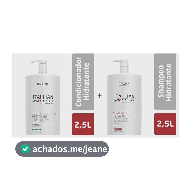 Kit Shampoo Hidratante 2,5 Litros + Condicionador Hidratante 2,5 Litros Kit Lavatório Profissional Itallian Color Hairtech