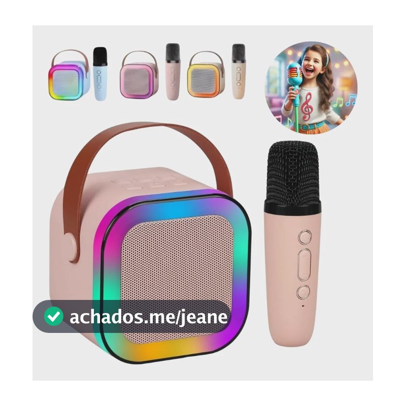 Microfone Infantil Musical Com Luzes E Som Para Crianças Rosa