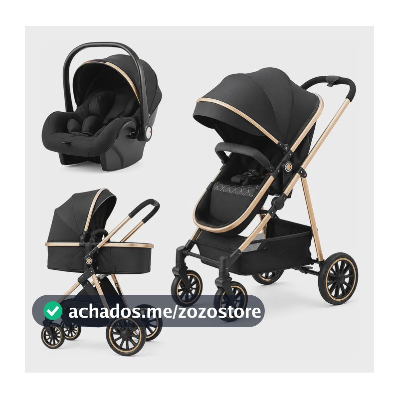 Carrinho Passear Baby Ares Plus 6 Em 1 Com Amortecedor Preto