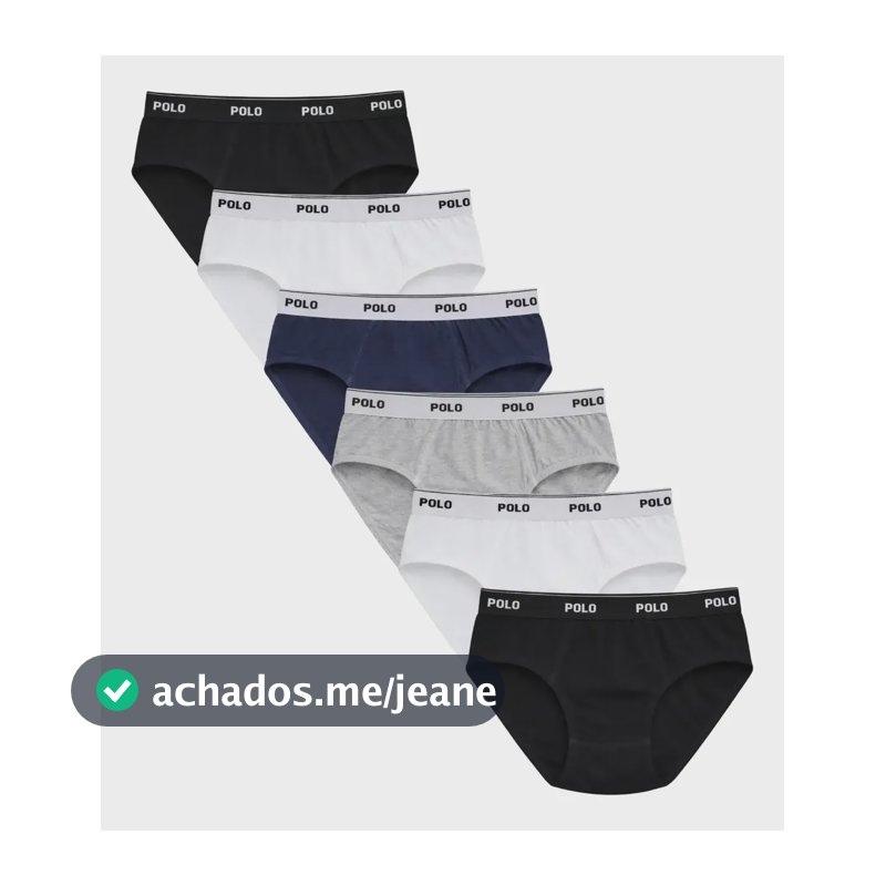 Kit 6 Cuecas Slip Polostar Cotton 100% Algodão Adulto