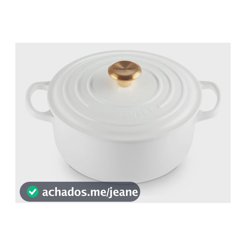 Panela Redonda Signature Pegador Dourado 16 Cm Branco Le Cre Branco