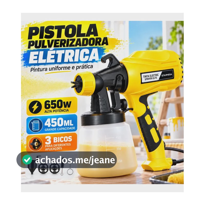 Pistola De Pintura Elétrica 450w Pulverizadora 650ml 3 Bicos 127v