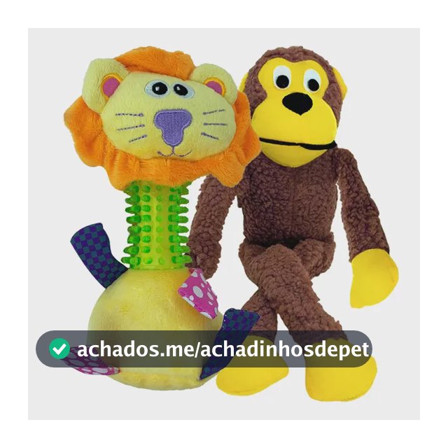 Kit 2 Pelúcias Para Cachorro, Macaco E Leão Savana Pet