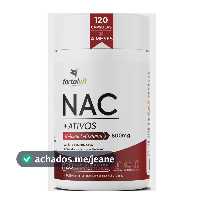 NAC 600mg 120 Cápsulas 4 Meses de Uso, Longa Duração 2x Mais, com Molibdênio e Selênio, Fortalvit
