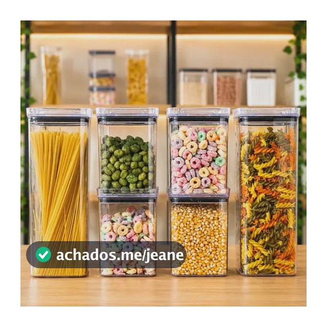 Kit 6 Potes Herméticos Quadrados (4 De 1l E 2 De 2,2l)