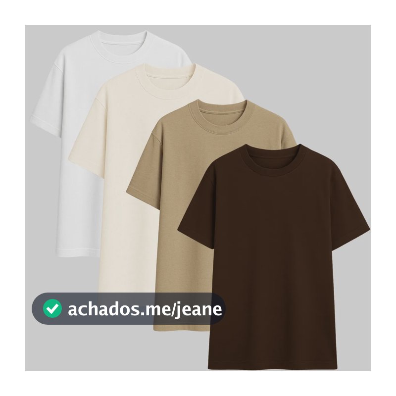 Kit 4 Camisetas Básicas Unissex 100% Algodão Lis Tradicional