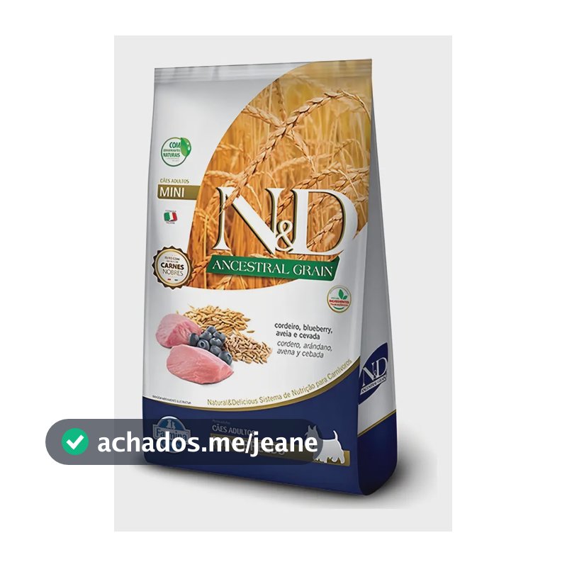 Ração N&d Ancestral Grain Cão Adulto Mini Cordeiro Blueberry 2,5kg