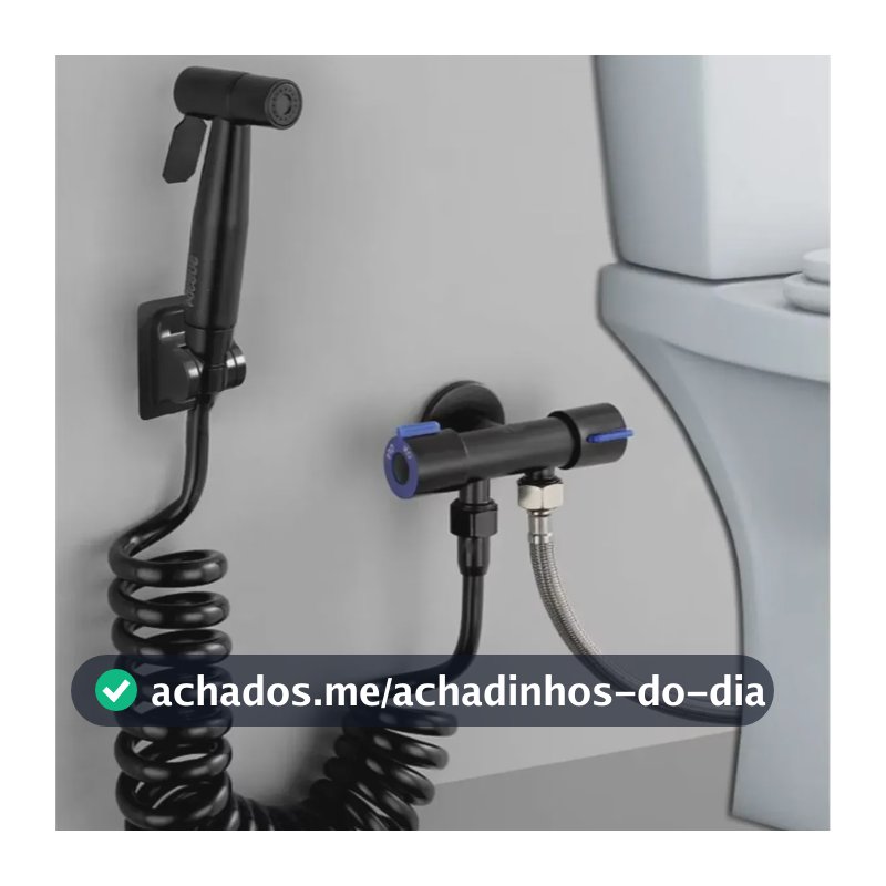 Ducha Kit Higiênica Duas Saídas De 1/2 em aço inox mangueira e pistolinha Cor Preto - Marca Camperluz