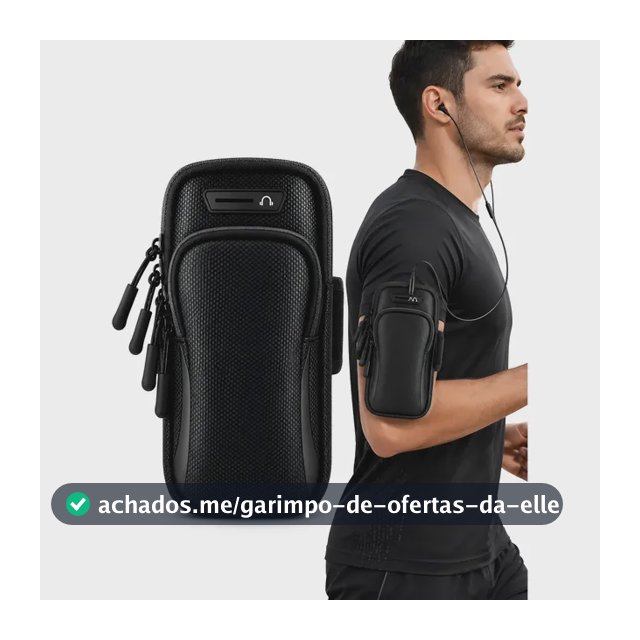 Braçadeira Esportiva Para Celular Corrida Academia Com Zíper Preto