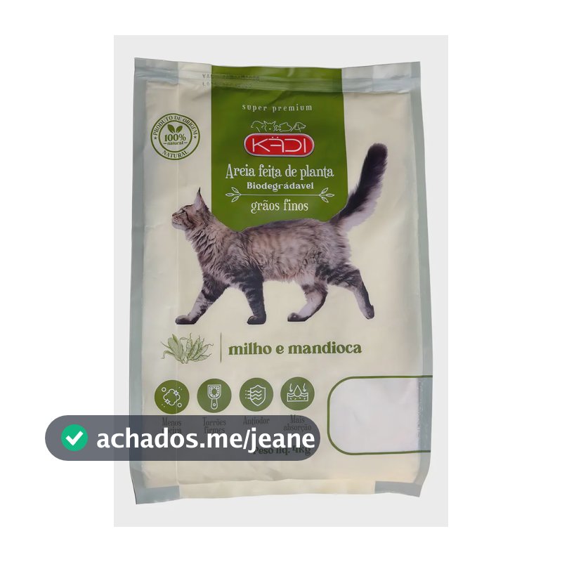 Areia Higiênica Fina Biodegradável Para Gatos Kadi 4kg