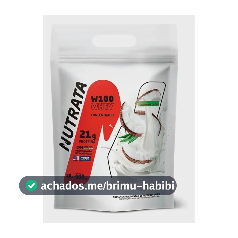 W100 Whey Concentrado Pouch 900g Creme de Coco Nutrata