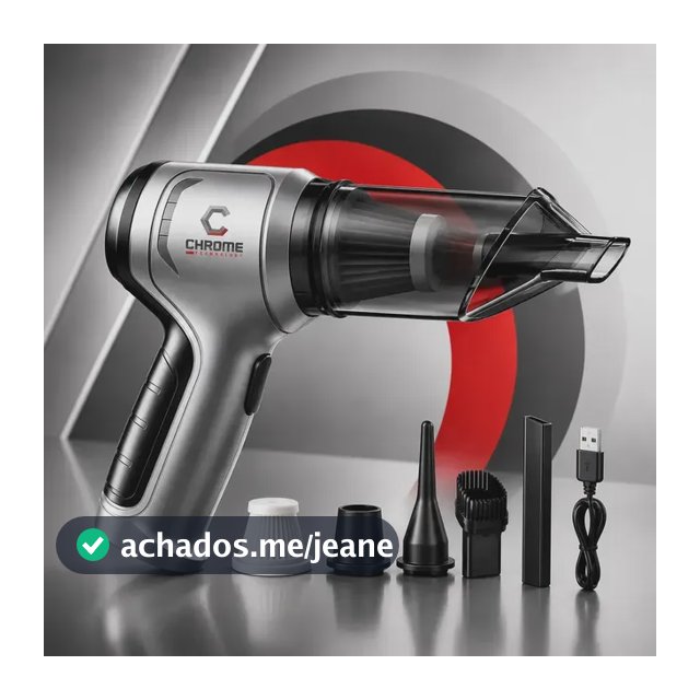 Mini Aspirador e Soprador Chrome Technology Portátil, Recarregável sem Fio para Carro e Casa