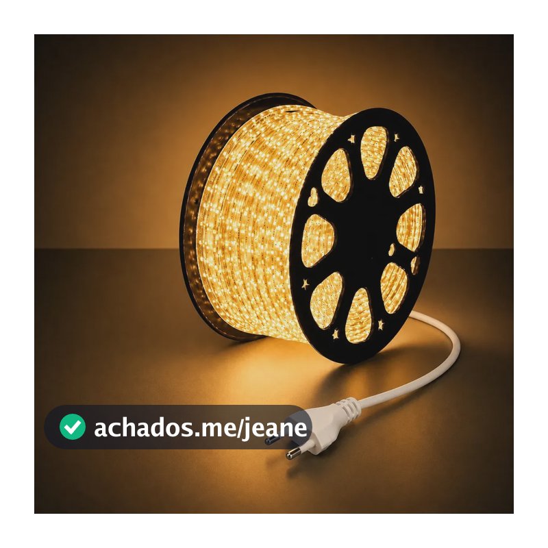 Fita Led Chata 10 Metros 5050 6500k Branco Quente com Conector direto na Rede Luz IP65