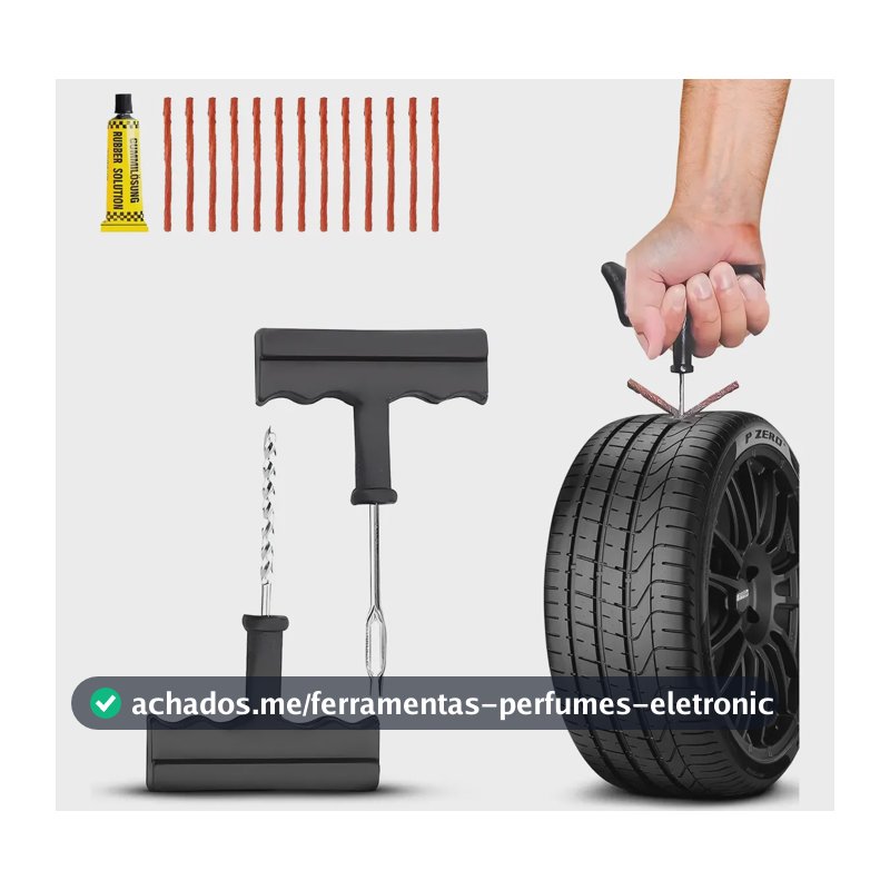 Kit Reparo Pneu Remendo Profissional Carro Moto +15 Macarrão