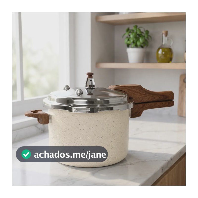 Panela Pressão 4,2l Indução Cerâmica 4 Válvulas Segurança Cor Branco Creme