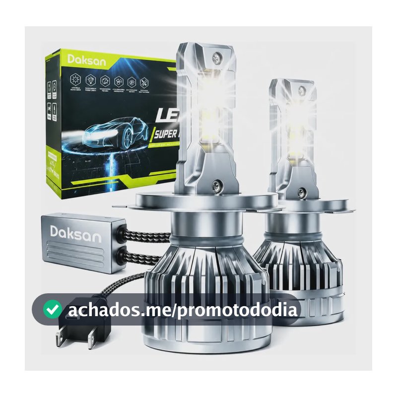 Kit Ultra Led Lâmpadas Super Led H4 6500k 36000lm Canceller H4 Cinza