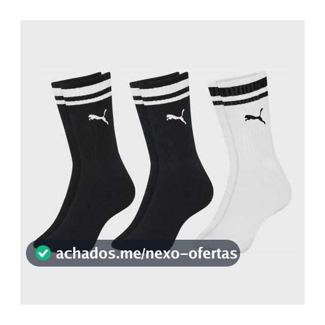 Kit 3 Pares Meias Puma Cano Alto Longo Academia Original