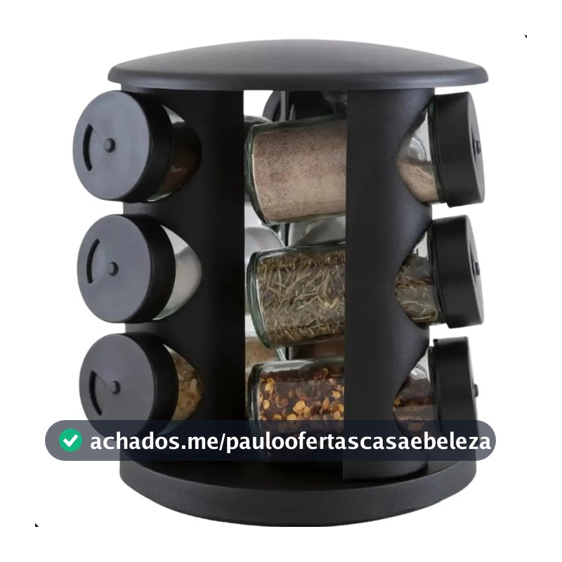 Porta Tempero De Vidro 10 Peças Brinox Lock & Preto
