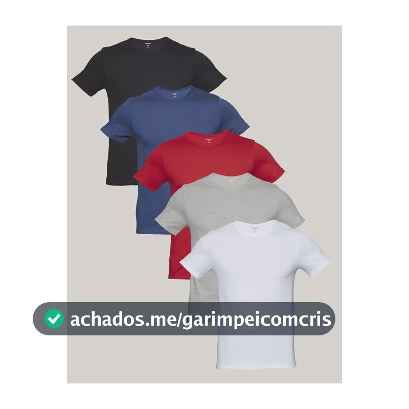 Kit Com 5 Camisetas Masculinas Lisa Multicolorida Hering Multicolorido Liso G