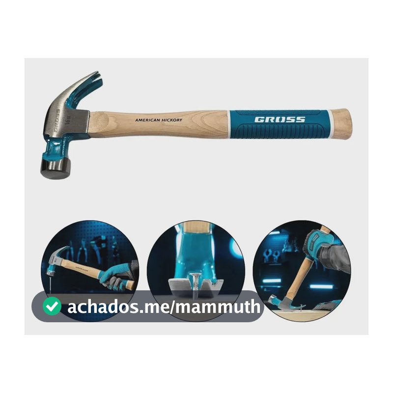 Martelo Gross Carpintaria 33mm 450g Cabo Hickory