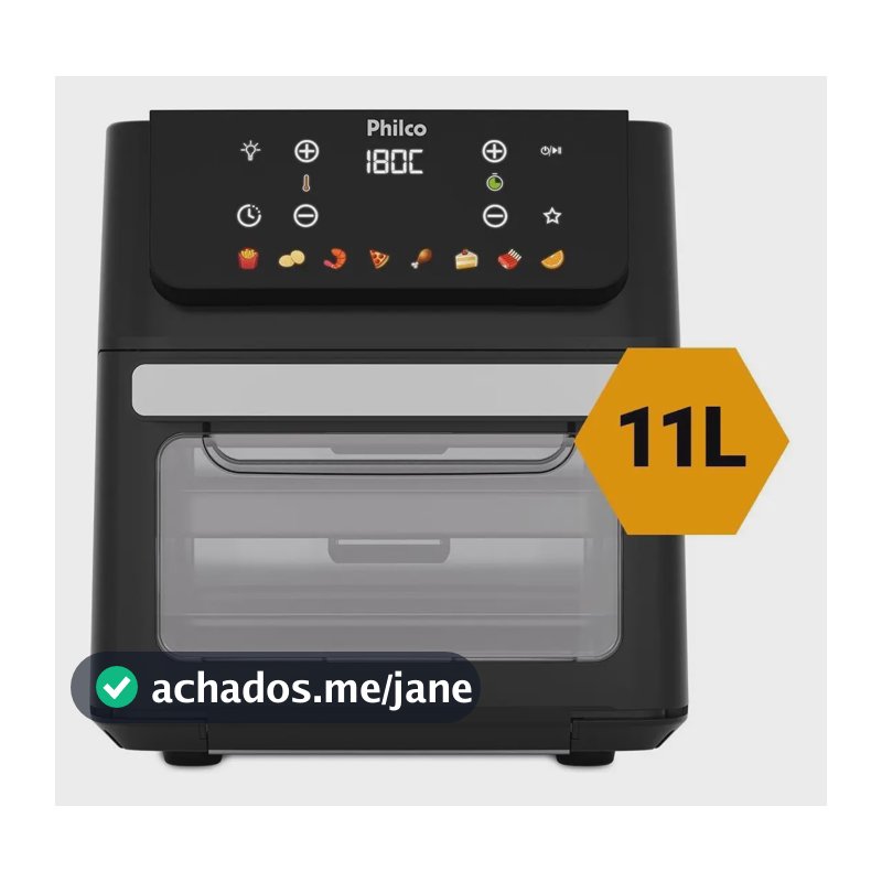 Fritadeira Air Fryer 11 Litros 8 Funções 1800w Philco PAF11B 220v