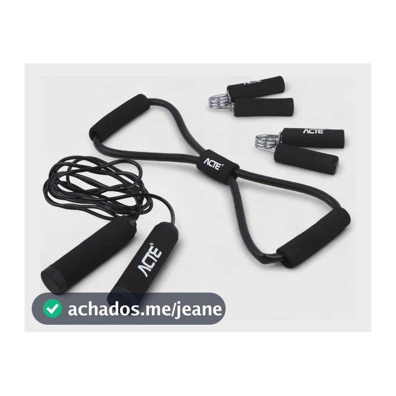 Kit De Treino Hand Grip Corda Extensor Bolsa Transporte Cor Preto