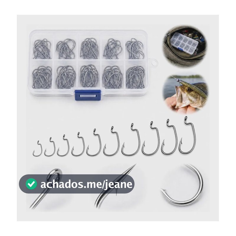 Kit 100 Anzóis Offset Ewg Isca Artificial Pesca Traíra Soft