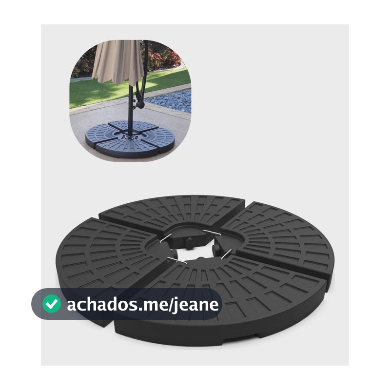 Base Suporte Ombrelone Lateral 60kg Hdpe Resistente Maxhouse Preto