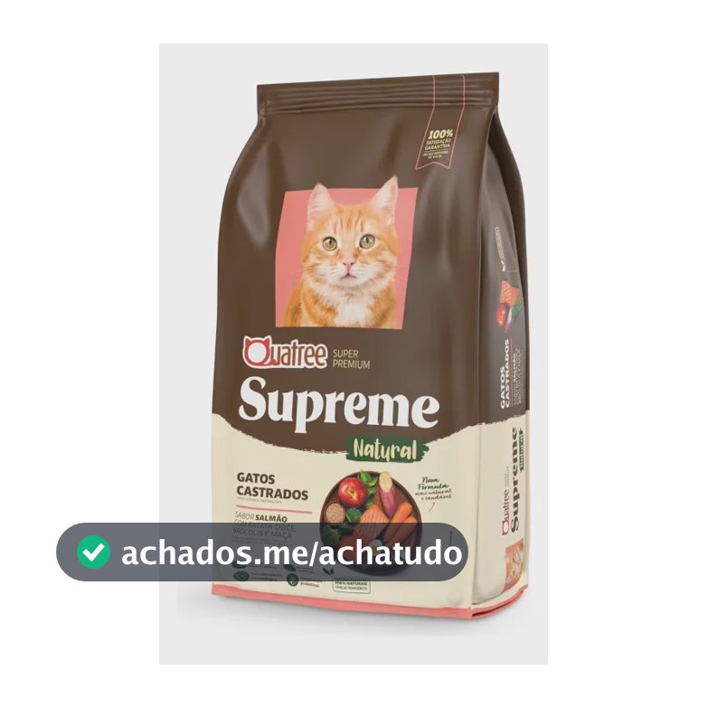 Ração Quatree Supreme Gatos Adultos Castrados Salmão e Batata Doce Super Premium