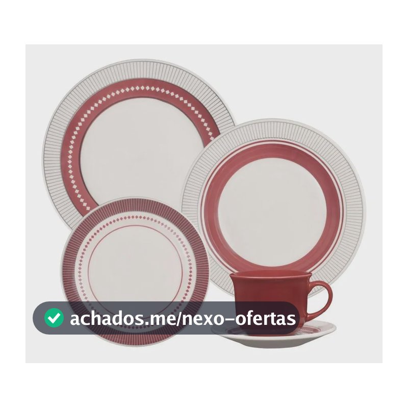 Aparelho De Jantar E Chá Biona 20 Peças Cerâmica Donna 24 Marsála