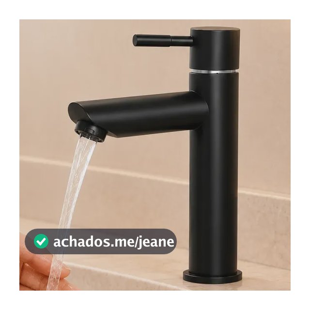 Heemli Torneira Lavatório Água Fria Aço Inox Banheiro Preto Fosco