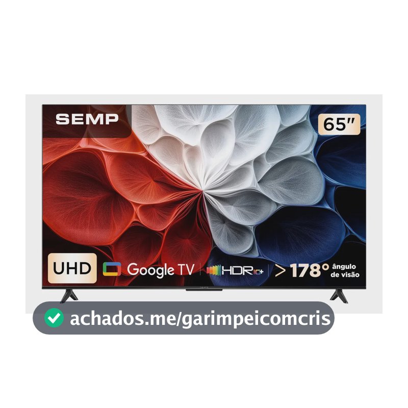 Smart Tv Semp 65 Polegadas Led Hva 4k S62 Wifi Bluetooth Google Tv 3 Hdmi Hdr10+ Dolby Audio 65s62